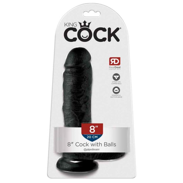King Cock 8" Cock w balls dark
