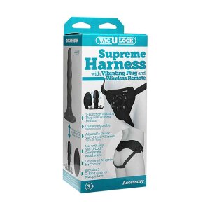 Supreme Harness With Vibrating Plug - Black