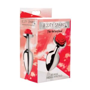 Red Rose Butt Plug - Medium - Red