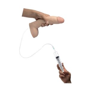 XR Brands Realistic Dual Density Squirting Dildo Beige...