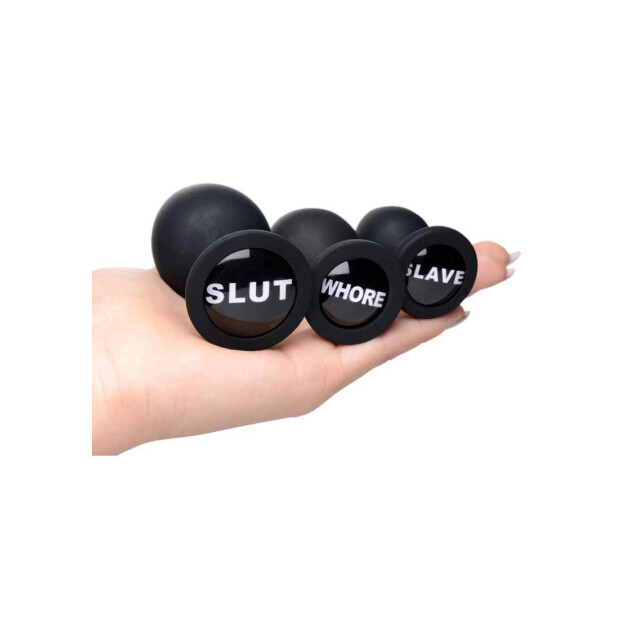 Dirty Words Silcone Anal Plug Set - Black