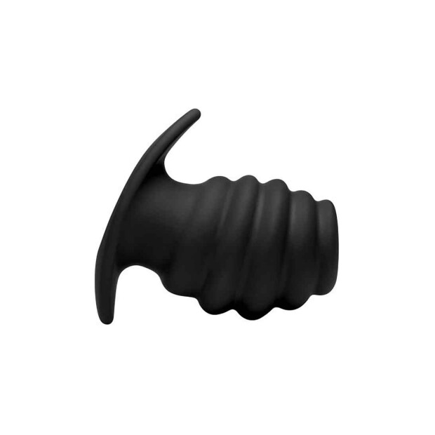 XR Brands Hive Ass Tunnel Ribbed Hollow Anal Plug Large Tunnelplug Schwarz ⌀ 6,2 cm
