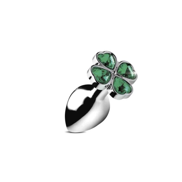 XR Brands Booty Sparks Lucky Clover Gem Small Analplug Silber ⌀ 3,2 cm