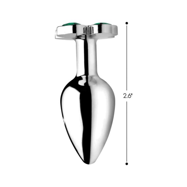 XR Brands Booty Sparks Lucky Clover Gem Small Analplug Silber ⌀ 3,2 cm