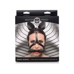 Dark Horse Pony Head Harness with Silicone Bit - Black