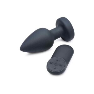 Silicone Vibrating LED Plug - Medium - Black
