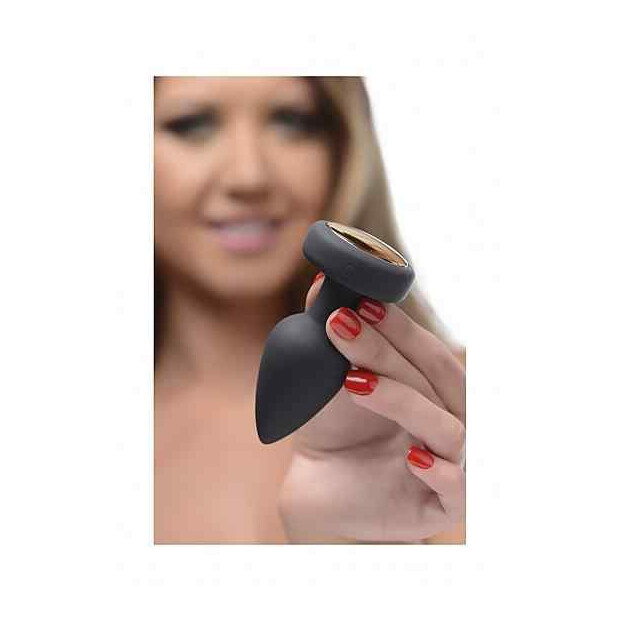 Silicone Vibrating LED Plug - Small - Black