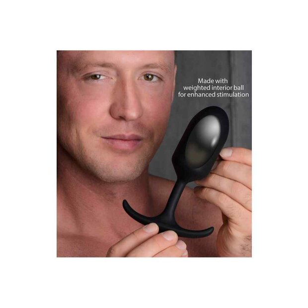 XR Brands Premium Silicone Weighted Anal Plug Large Schwarz ⌀ 4,5 cm