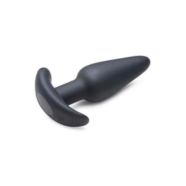 21X Vibrating Silicone Butt Plug with Remote Control - Black