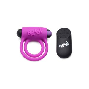 XR Brands BANG! Silicone Cock Ring Bullet Vibration Lila