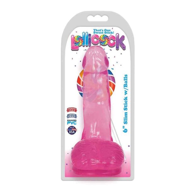 Curve Toys Slim Stick with Balls Cherry Ice Pink Dildo 16,5 cm