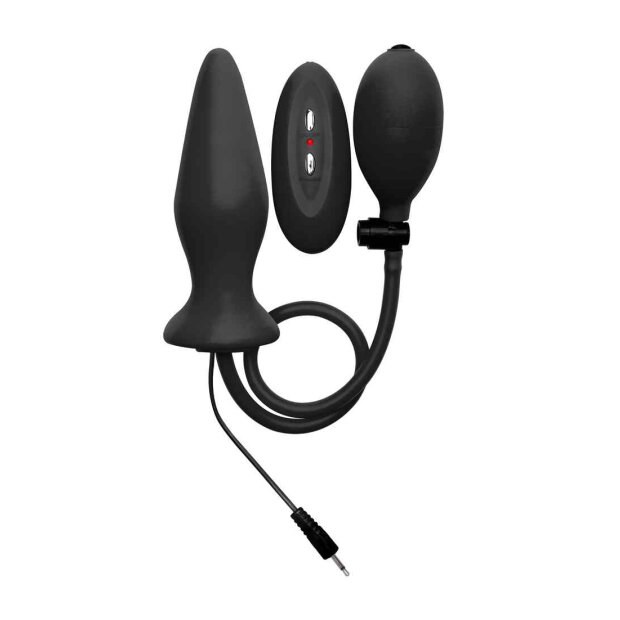 Inflatable Vibrating Silicone Plug Black