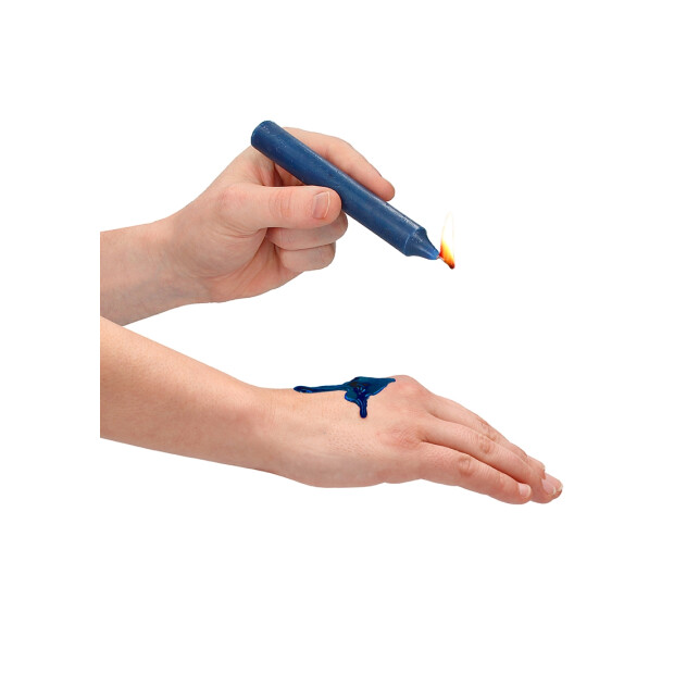 Shots petites bougies de cire Teasing 4 pièces noir, rouge, rose, bleu