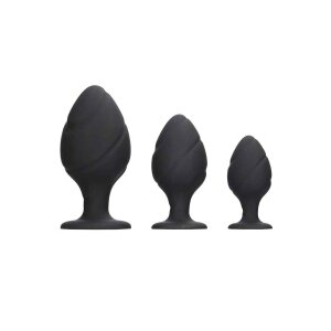 Swirled Butt Plug Set Black