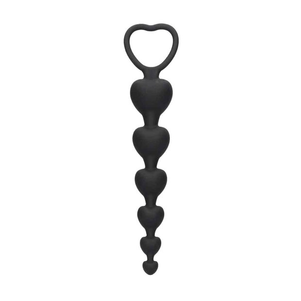 Shots - Ouch! Anal Heart Beads Analkugeln Schwarz 14,3 cm ⌀ 2,8 cm