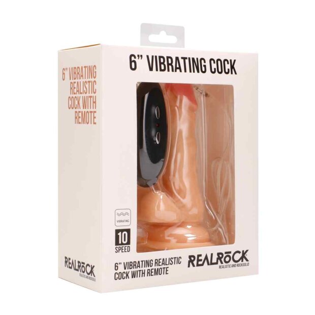 RealRock Vibrating Realistic Cock Vibrator Beige 15 cm ⌀ 3,2 cm
