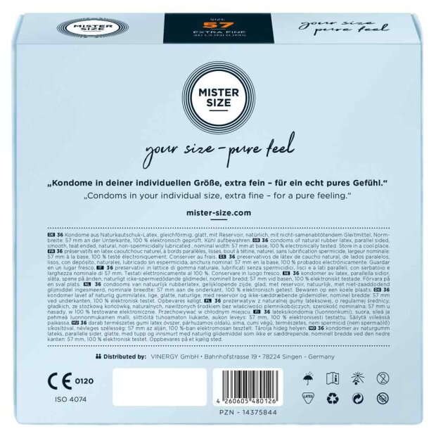 Mister Size 57mm pack of 36