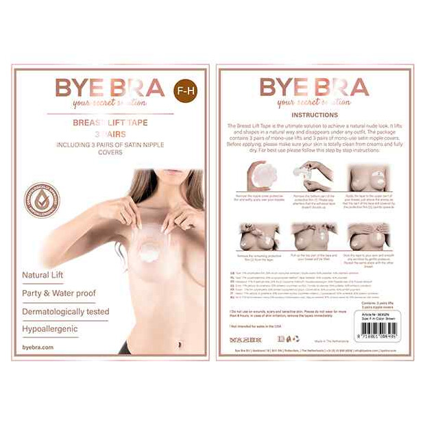 Bye Bra Breast Lift & Silk Nipple Covers F-H 3 Pairs