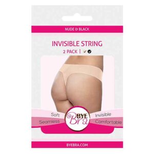 Bye Bra Invisible Thong (Nude & Black 2-Pack) L
