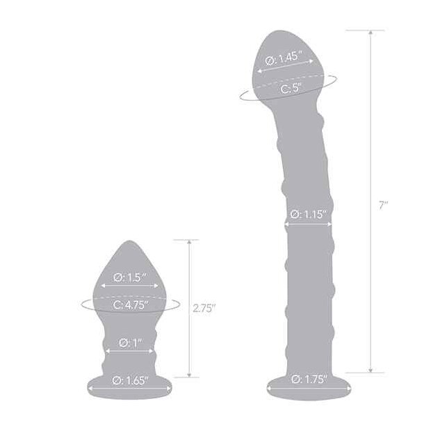 Glas Double Penetration Glass Swirly Dildo & Butt Plug Set 2 pcs