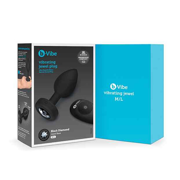 B-Vibe Vibrating Jewel Plug M-L Analplug Schwarz ⌀ 4 cm
