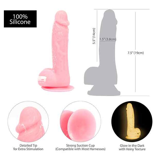 Addiction Brandon Dong 7.5 Inch Pink Glow in the Dark