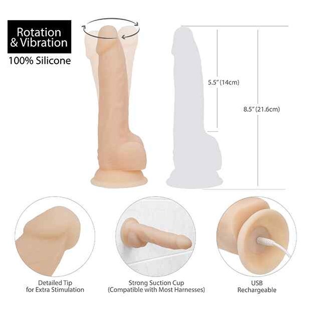 Naked Addiction Rotating & Vibrating Dong 8 Inch Vanilla
