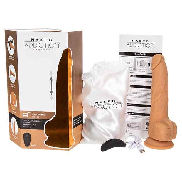 Naked Addiction Thrusting Dong with Remote Vibrator Beige 23 cm ⌀ 4,6 cm