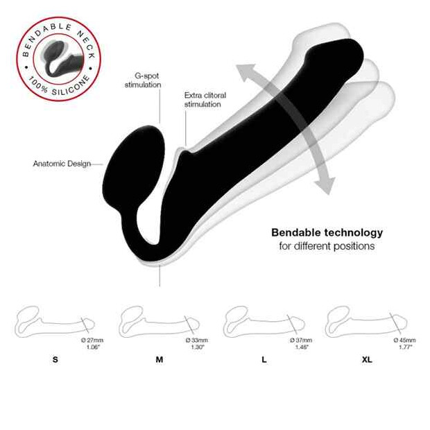 Strap-On-Me Semi-Realistic Bendable Strap-On Black L