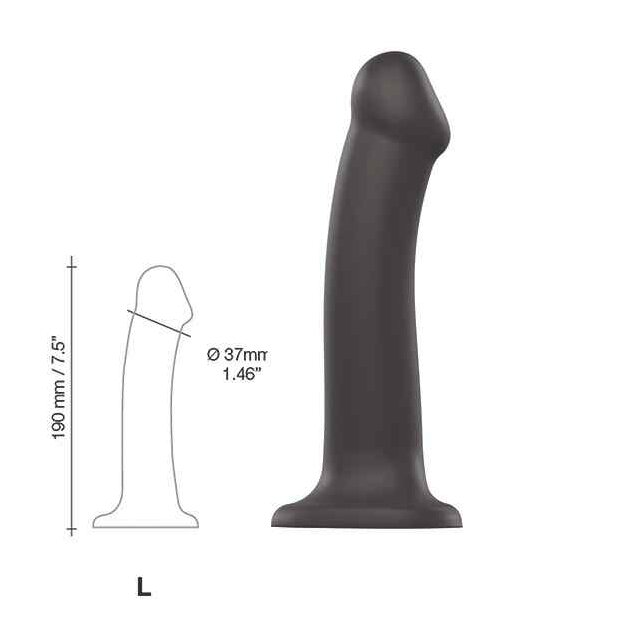 Strap-On-Me Semi-Realistic Dual Density Bendable Dildo Large Spezialdildo Schwarz 19 cm ⌀ 3,7 cm